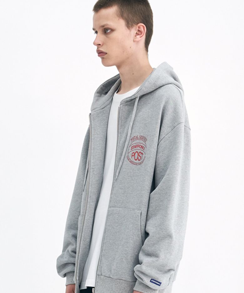 STAMP ZIP UP HOODIE (GREY)