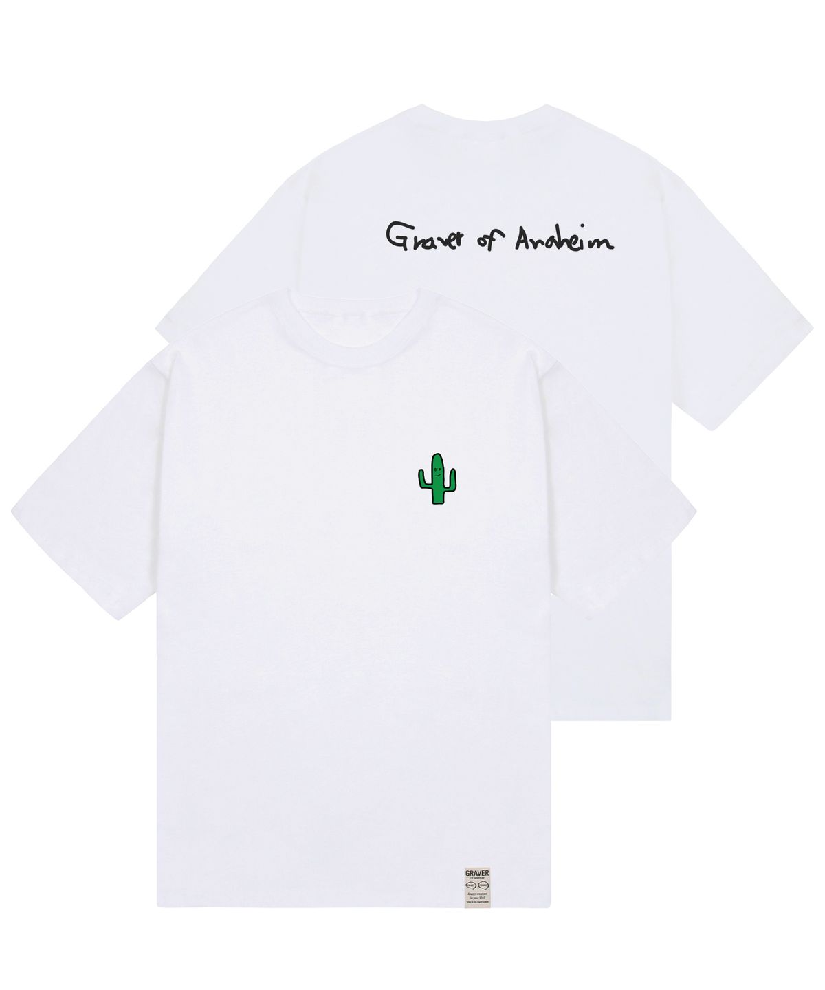 그레이버(GRAVER) [UNISEX]드로잉 선인장 백로고 반팔티_화이트