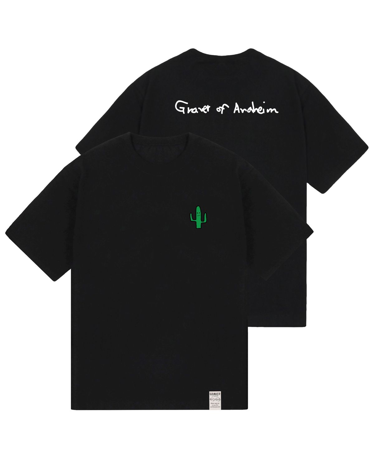 그레이버(GRAVER) [UNISEX]드로잉 선인장 백로고 반팔티_블랙