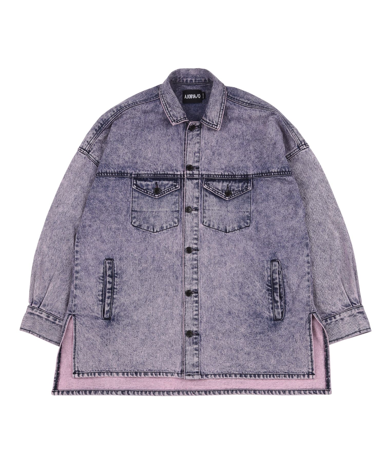 MUSINSA | AJOBYAJO Oversized Washed Denim Trucker Shirt [Pink]
