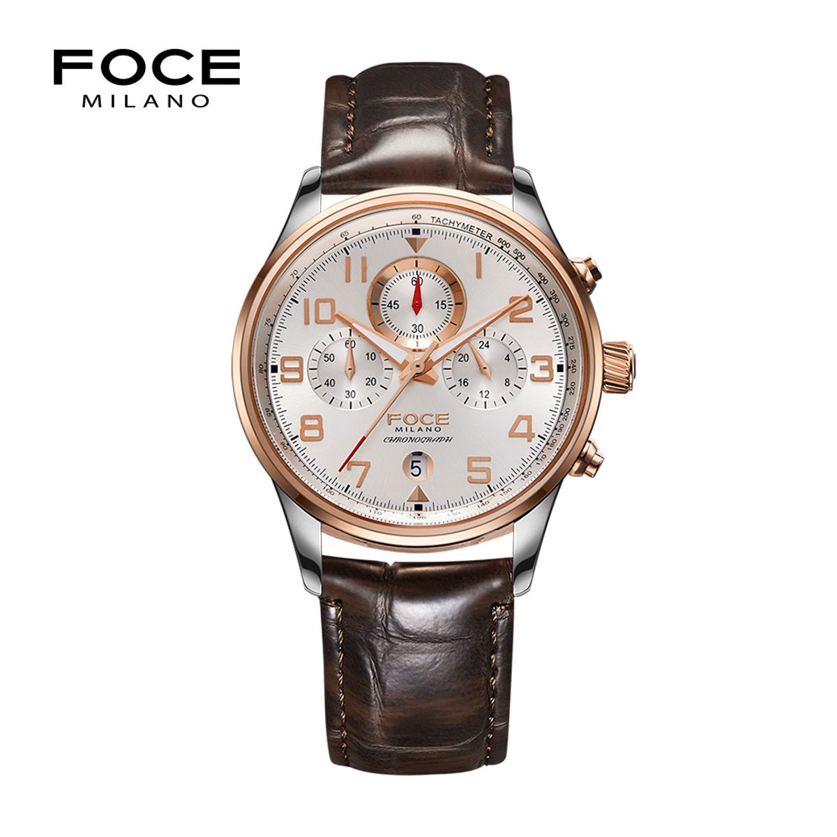 포체(FOCE) 43mm 크로노그래프 남성 가죽시계 FM7529L-WRG