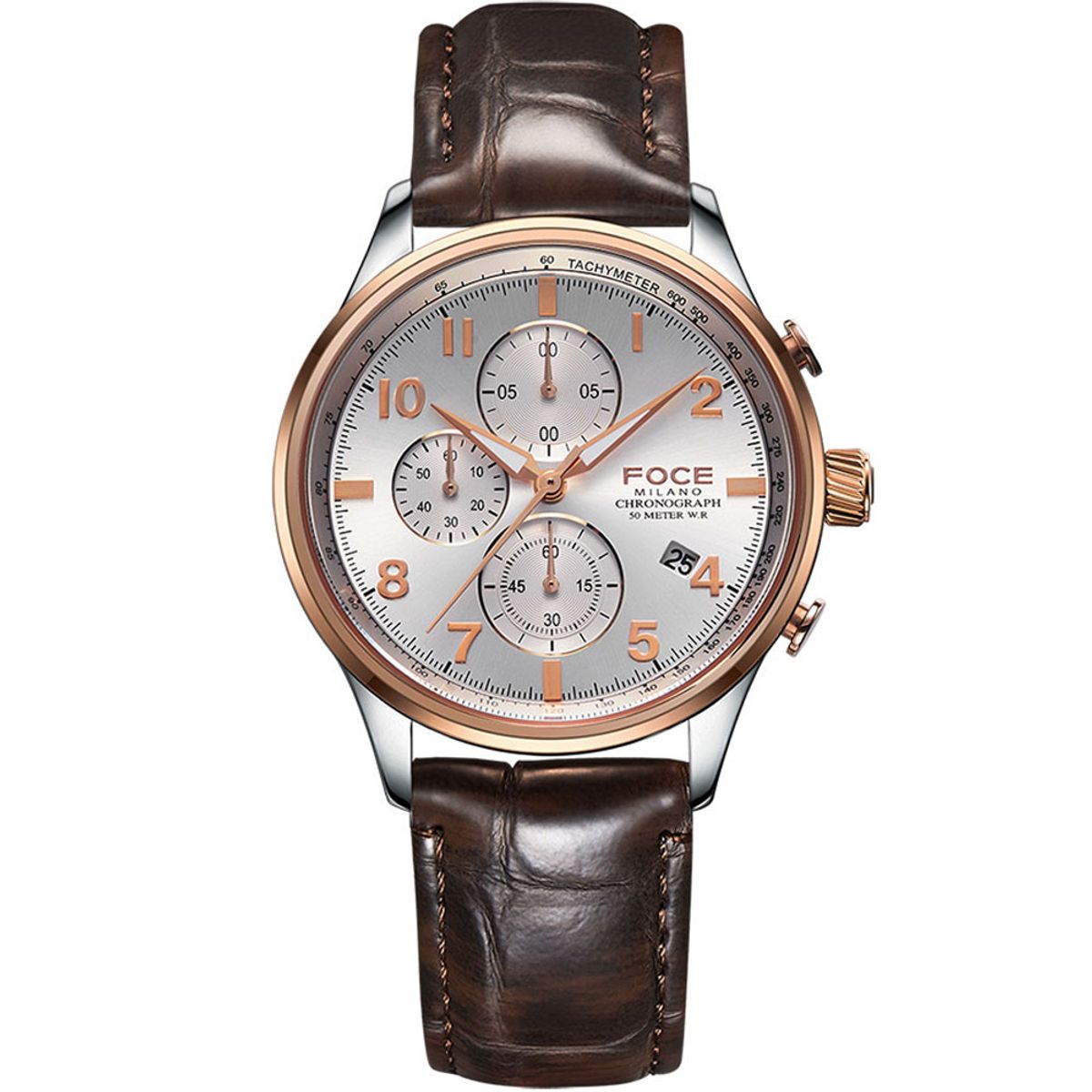포체(FOCE) 43mm 크로노그래프 남성 가죽시계 FM7530L-WRG