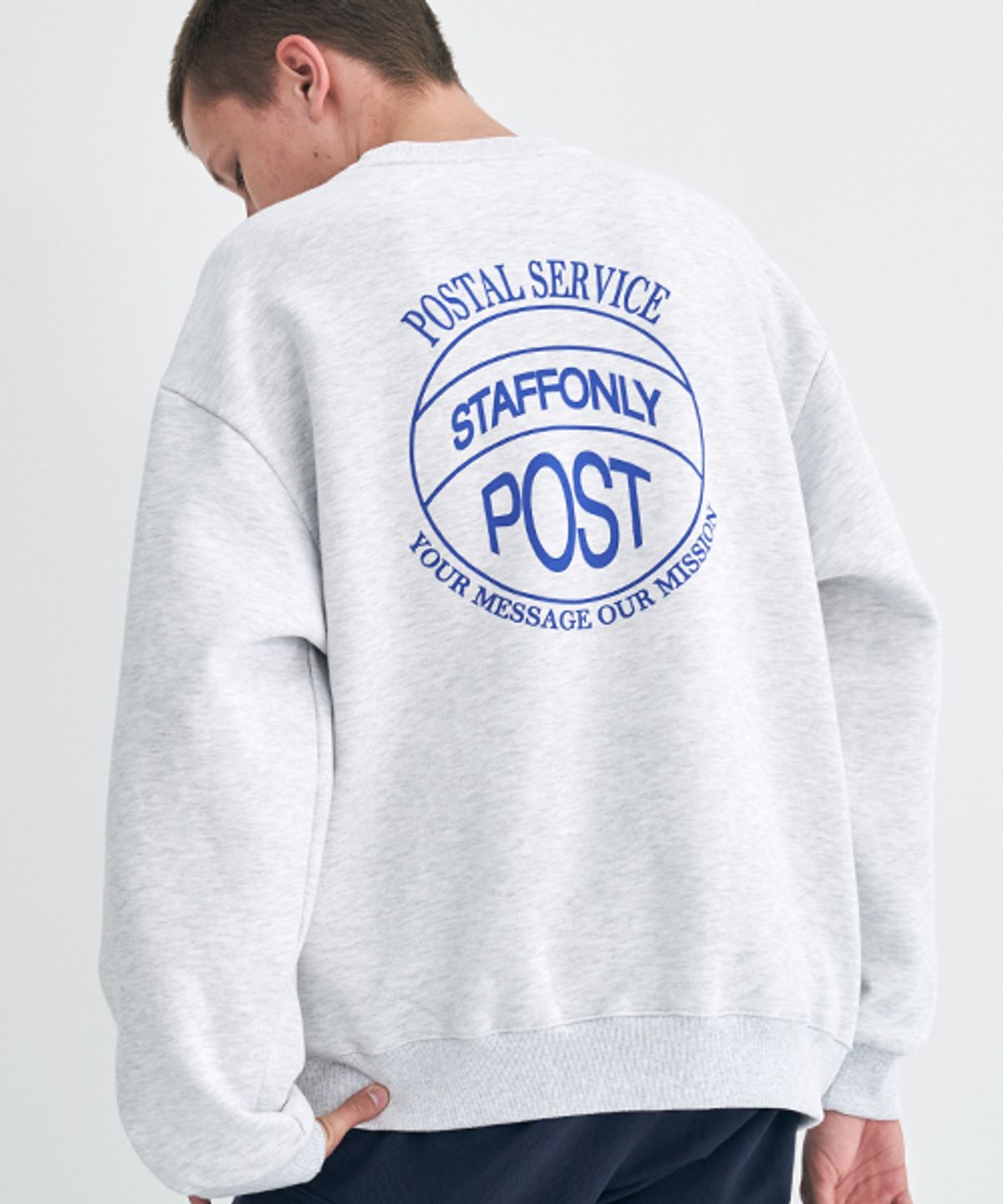 스텝온리(STAFFONLY) STAMP SWEATSHIRT (MELANGE WHITE)