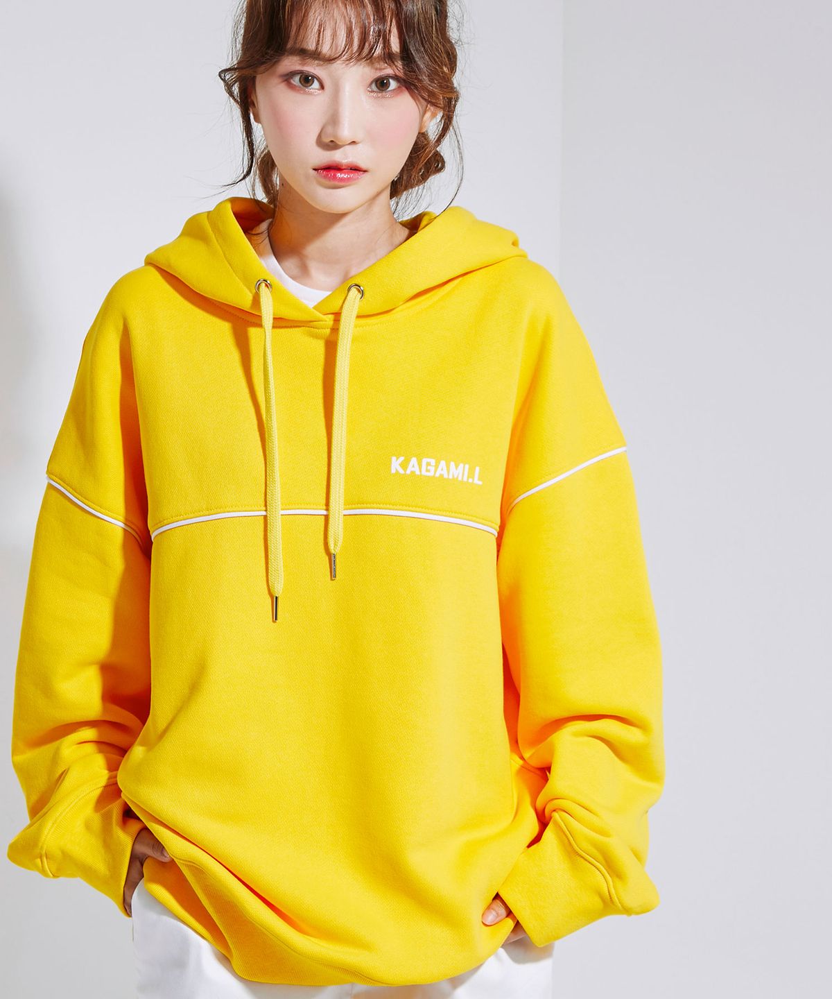 카가미엘(KAGAMI.L) Oversize Front Line Hoodie Yellow