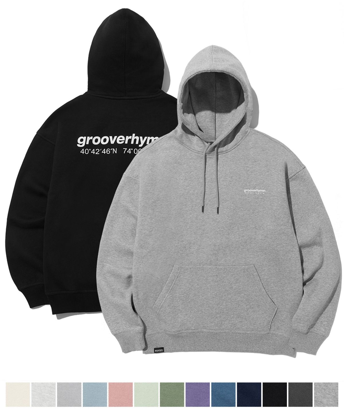 그루브라임(GROOVE RHYME) [2PACK] 유니)C100 3단쭈리 - LOCATION 후드(세미오버핏)(13 COLOR ...