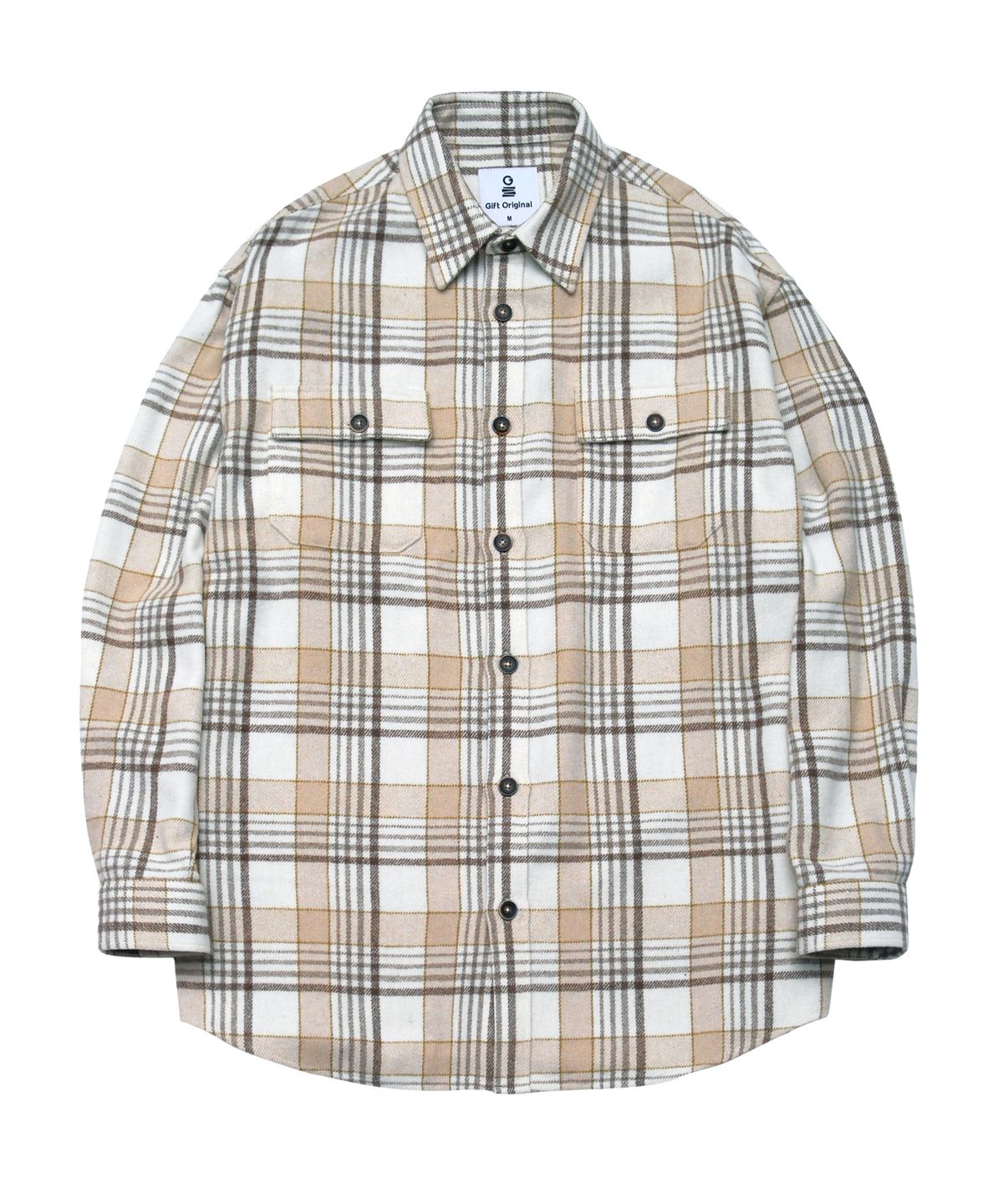 기프트오리지널(GIFTORIGINAL) (UNISEX) 체크 셔켓_아이보리