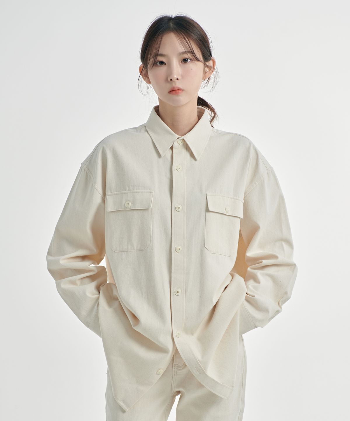 기프트오리지널(GIFTORIGINAL) (UNISEX) 트윌 셔켓_아이보리
