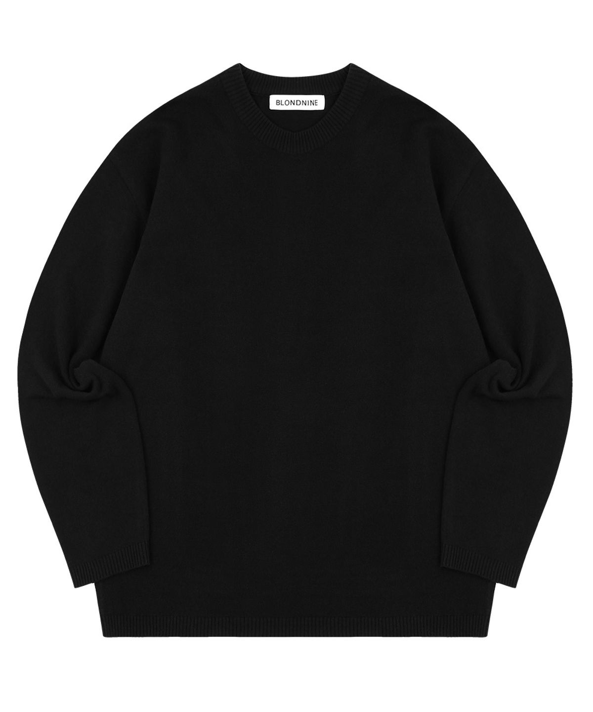 블론드나인(BLOND9) SEMI OVER-FIT ROUND NECK SWEATER_BLACK