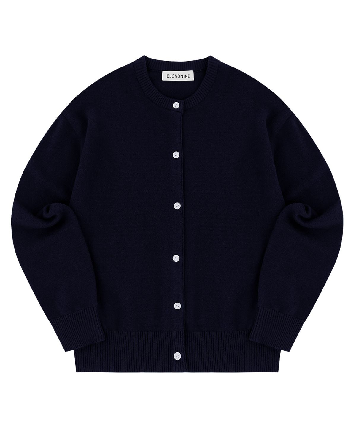 블론드나인(BLOND9) LOUIE BASIC ROUND NECK CARDIGAN_NAVY