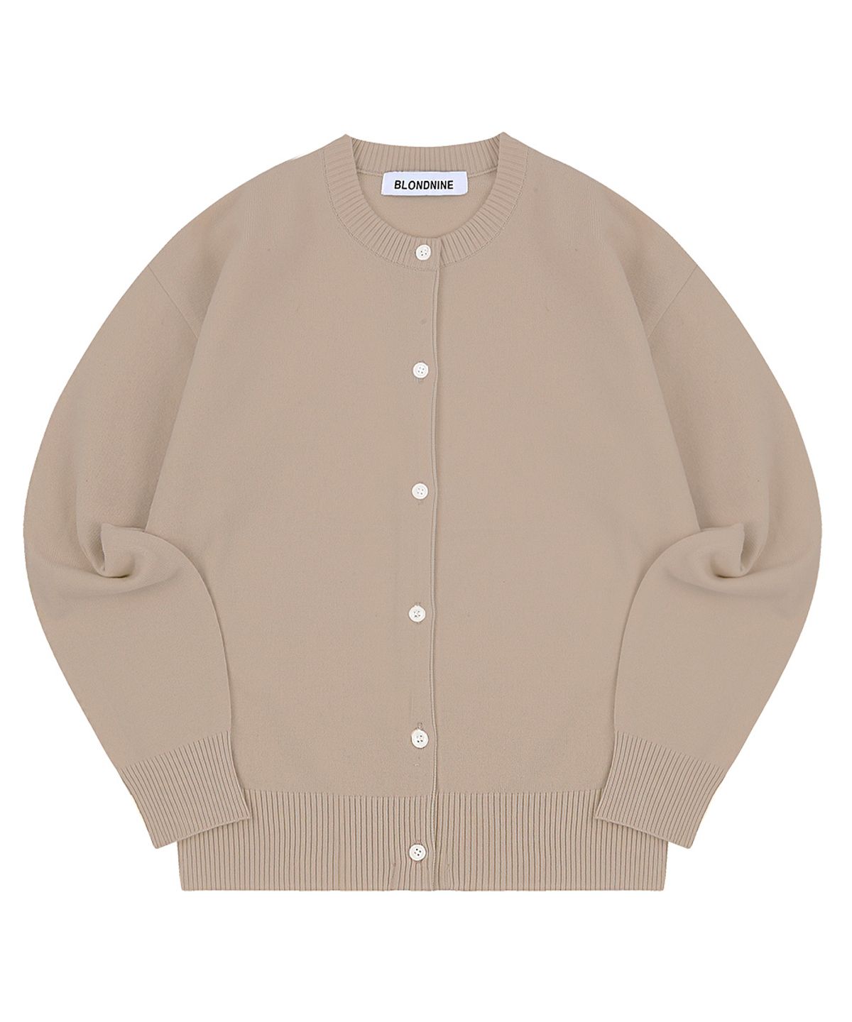 블론드나인(BLOND9) LOUIE BASIC ROUND NECK CARDIGAN_MOCHA