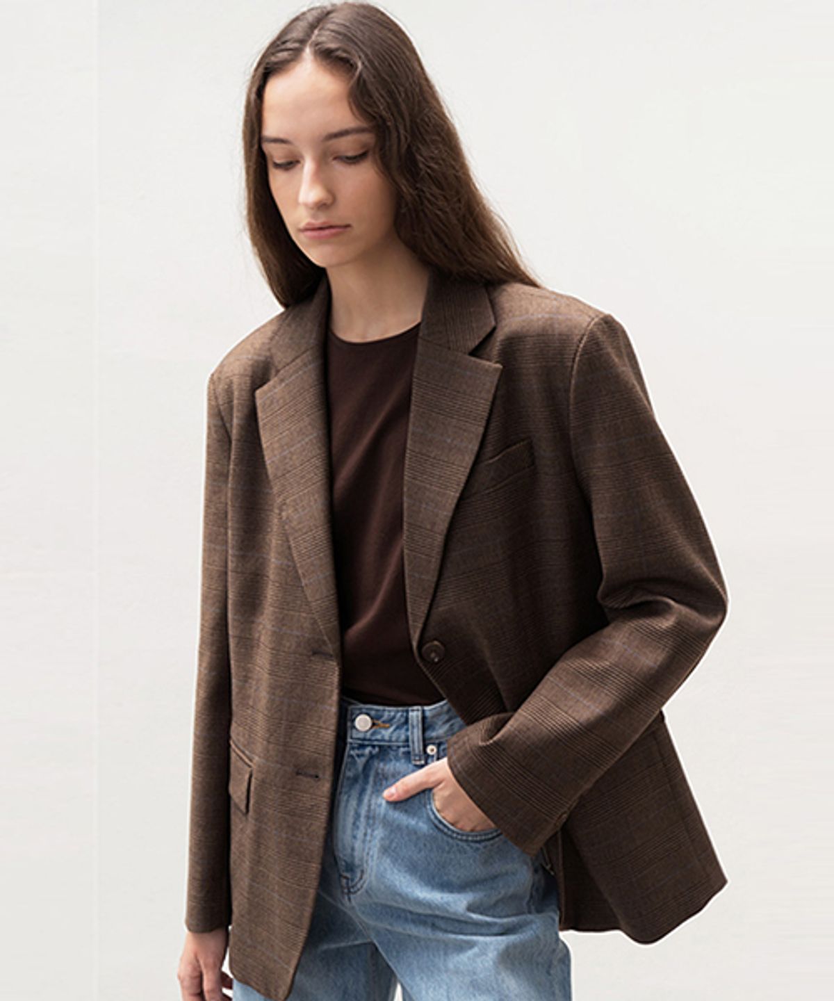 아바몰리(AVA MOLLI) MARTIN GLEN CHECK SINGLE JACKET (BK Check)
