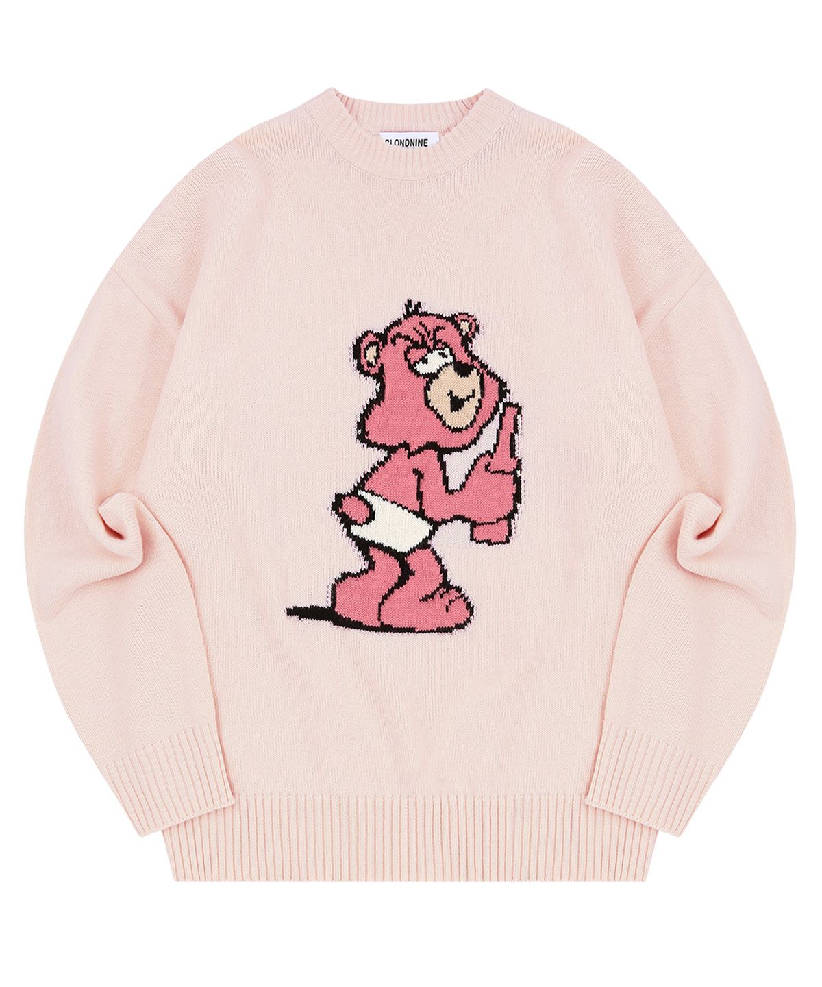 블론드나인(BLOND9) PINK GRUMPY BEAR SWEATER_PITCH PINK