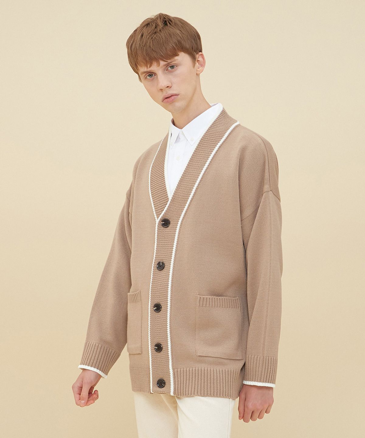 블론드나인(BLOND9) COLORATION KNIT CARDIGAN_MOCHA