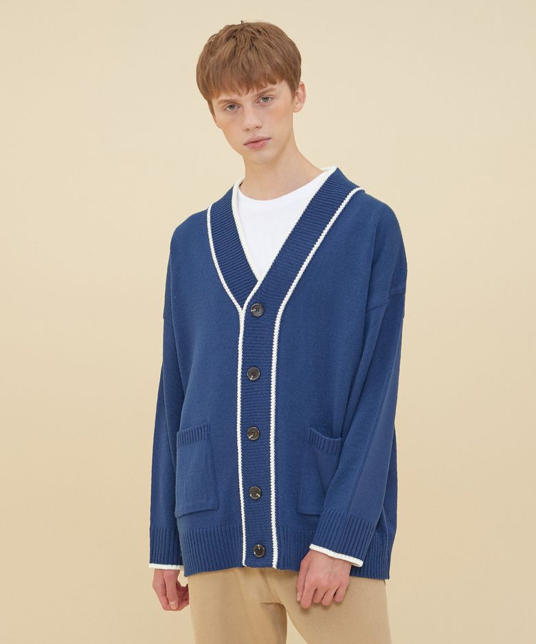 COLORATION KNIT CARDIGAN_DARK BLUE