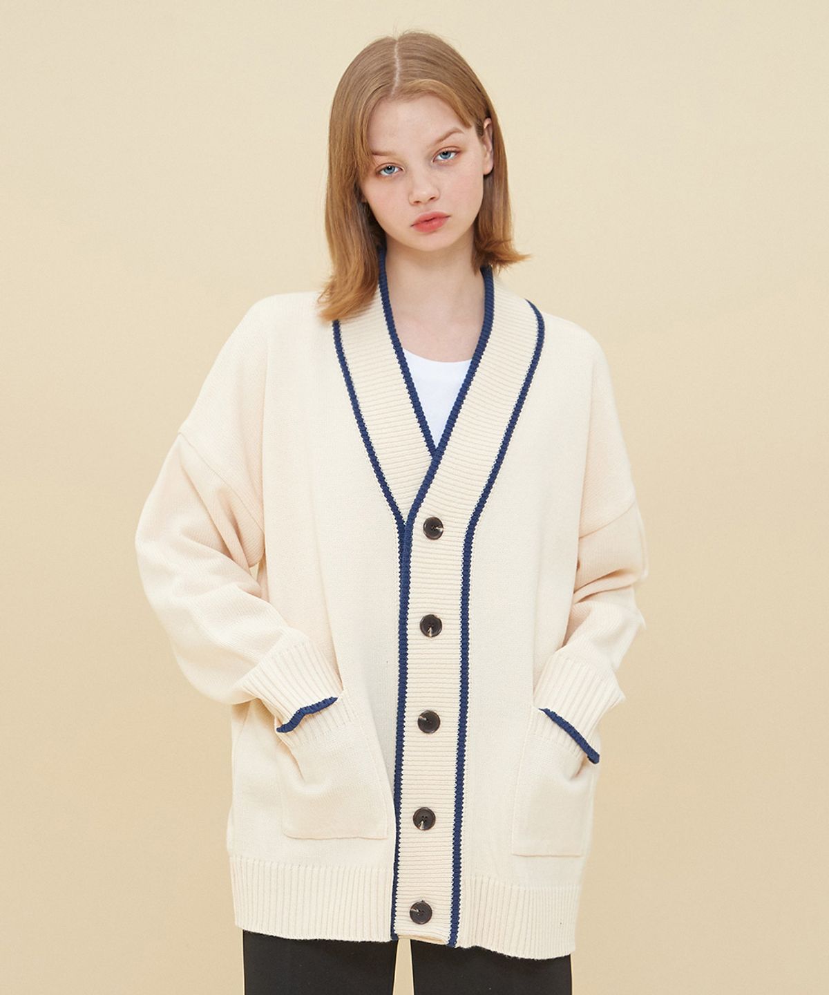 블론드나인(BLOND9) COLORATION KNIT CARDIGAN_IVORY