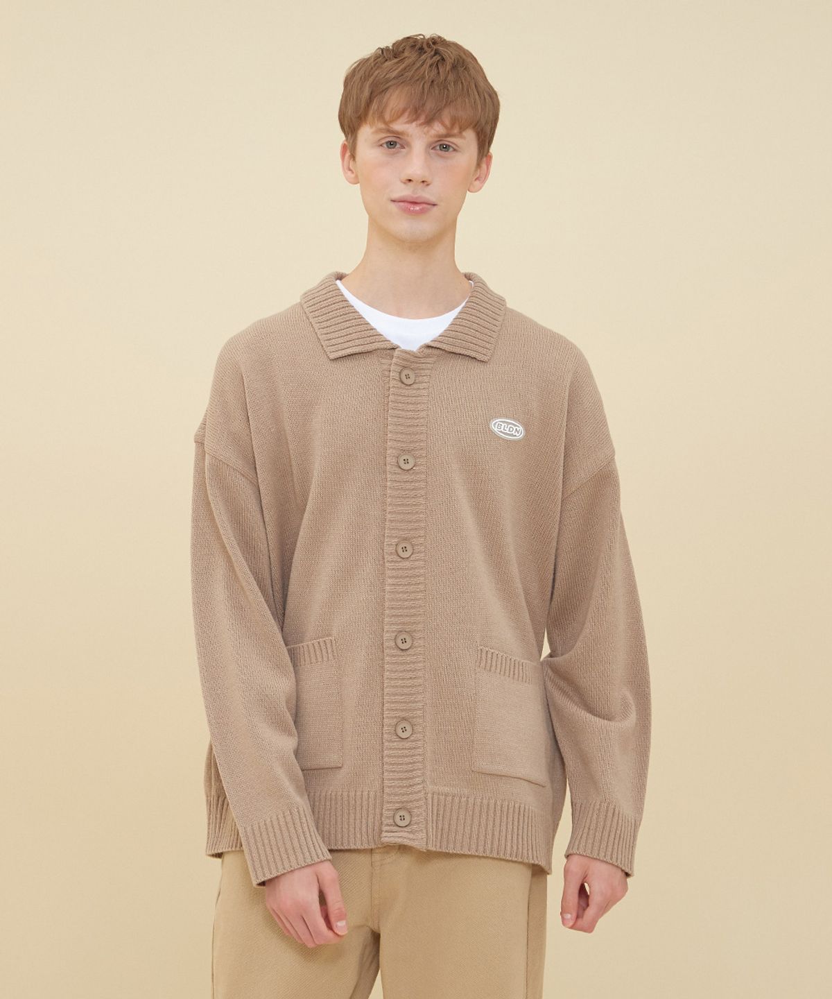 블론드나인(BLOND9) COLLAR KNIT CARDIGAN_MOCHA