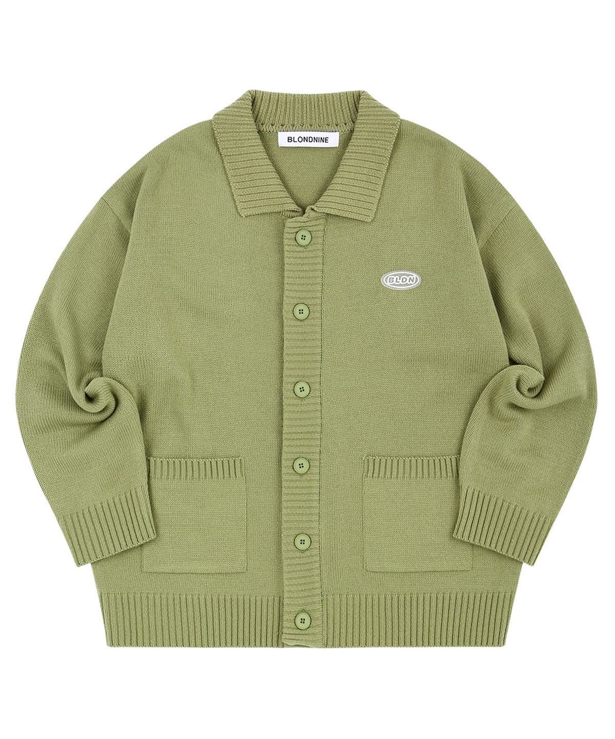 블론드나인(BLOND9) COLLAR KNIT CARDIGAN_OLIVE