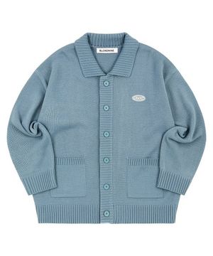COLLAR KNIT CARDIGAN_BLUE