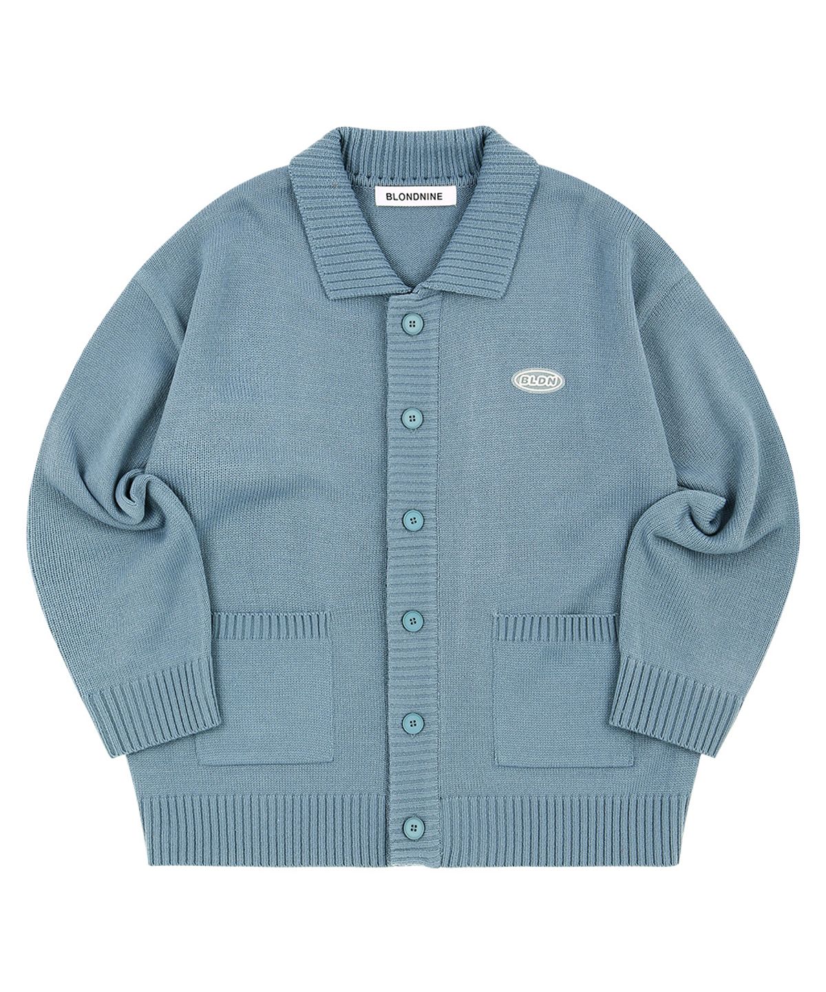 블론드나인(BLOND9) COLLAR KNIT CARDIGAN_BLUE