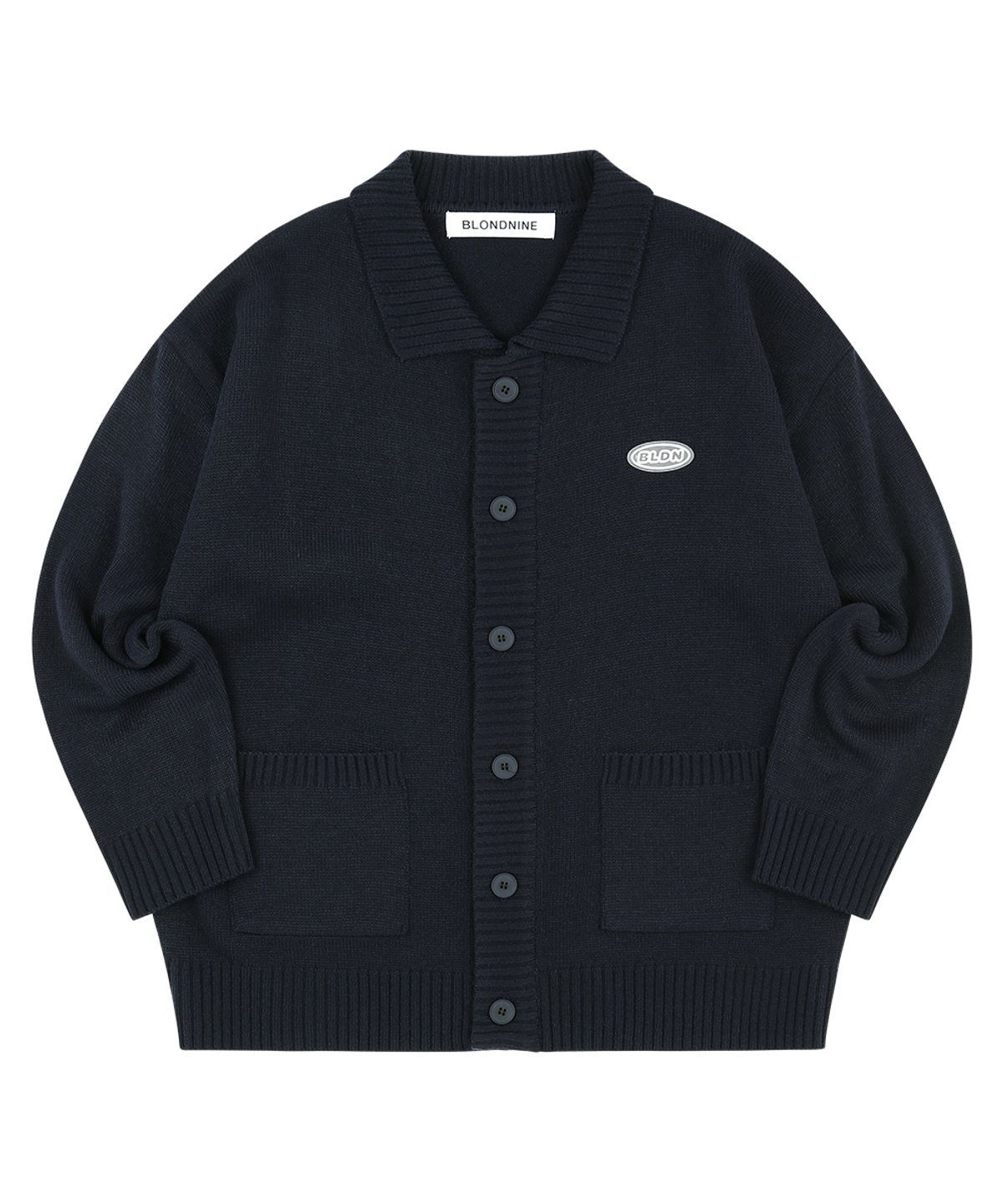 블론드나인(BLOND9) COLLAR KNIT CARDIGAN_NAVY