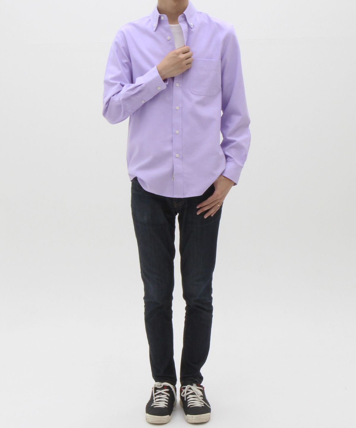 더셔츠스튜디오(THE SHIRTS STUDIO) 바이올렛 루즈핏 면혼방 옥스포드 버튼다운 셔츠