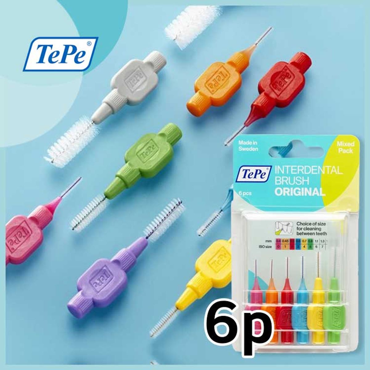테페(TEPE) 휴대용 치간칫솔 I자형 6p (플라스틱포장 6개입)(2팩 1Set)