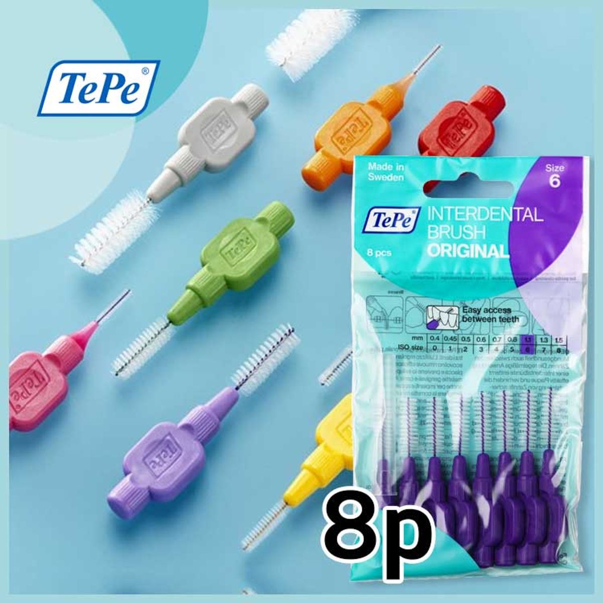 테페(TEPE) 휴대용 치간칫솔 I자형 8p (비닐포장 8개입)(2팩 1Set)