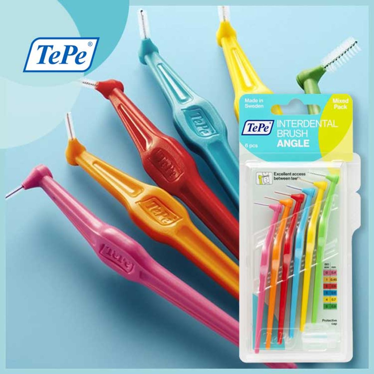 테페(TEPE) 가정용 치간칫솔 ㄱ자형 앵글 6p (플라스틱포장 6개입)(2팩 1Set)