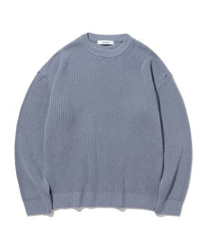 소프트코튼 드랍숄더 와플 니트 STONE BLUE