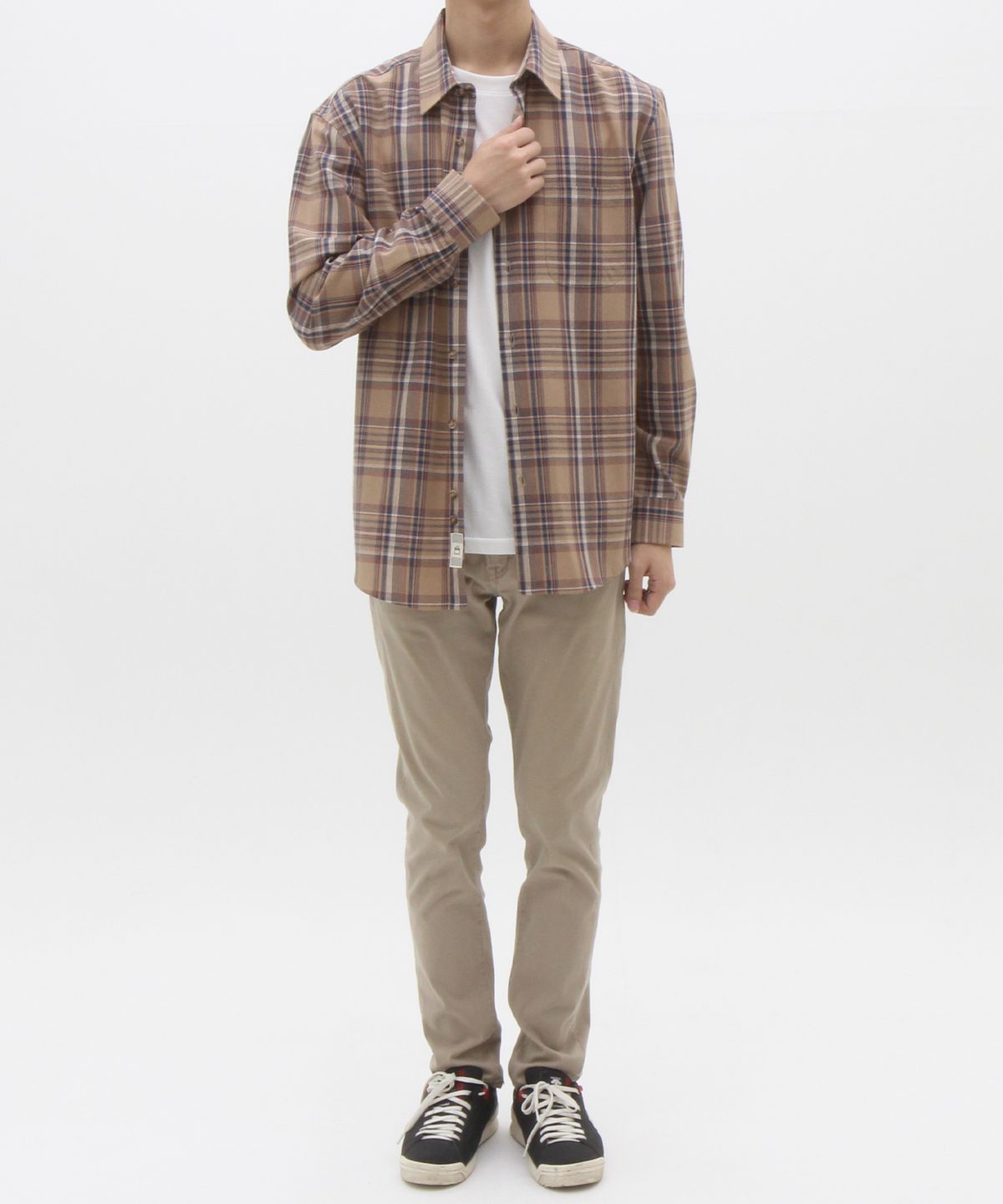 더셔츠스튜디오(THE SHIRTS STUDIO) 브라운 오버핏 면 빅체크 남방