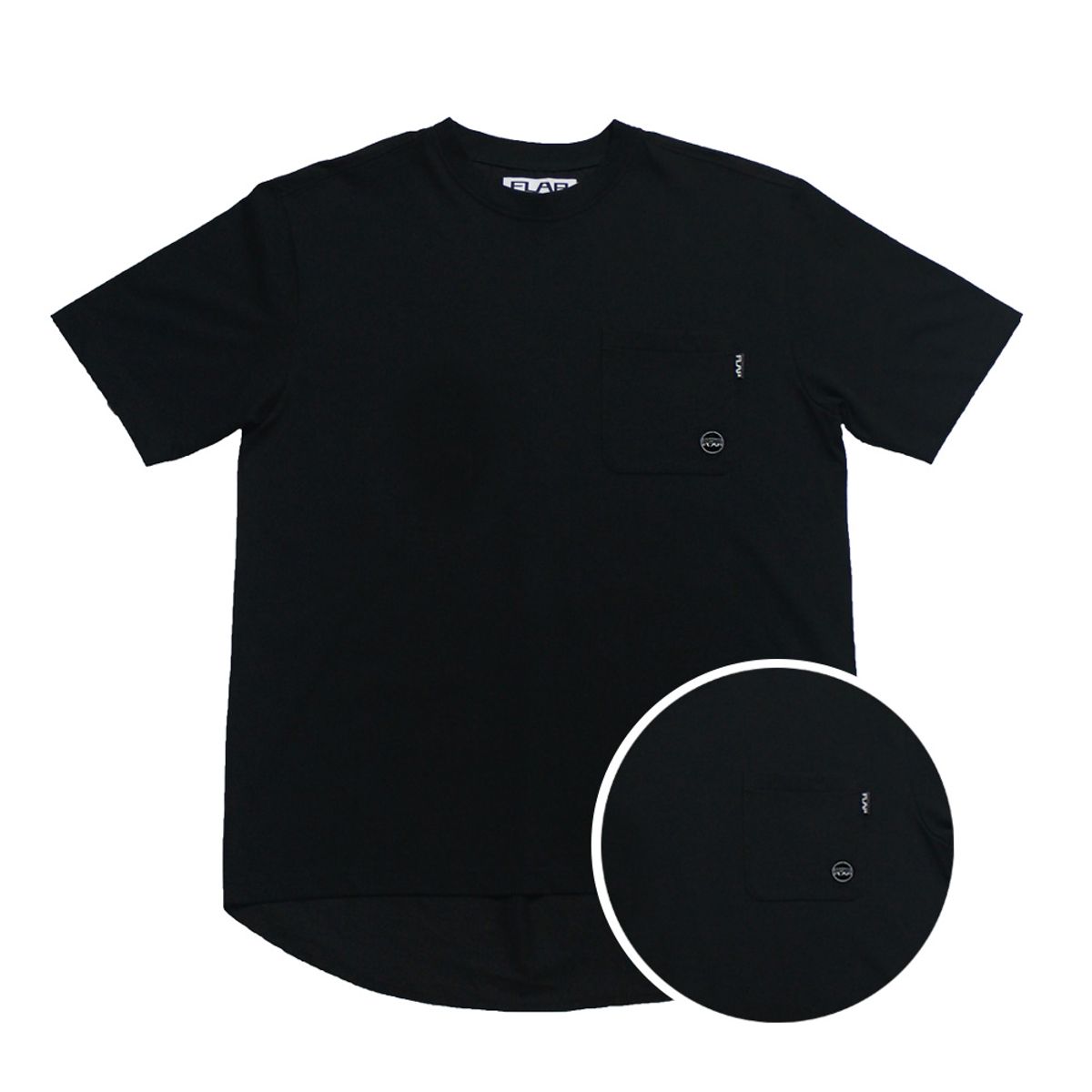 플랩(FLAP) 배색 라운드 포켓 티셔츠 (BLACK)