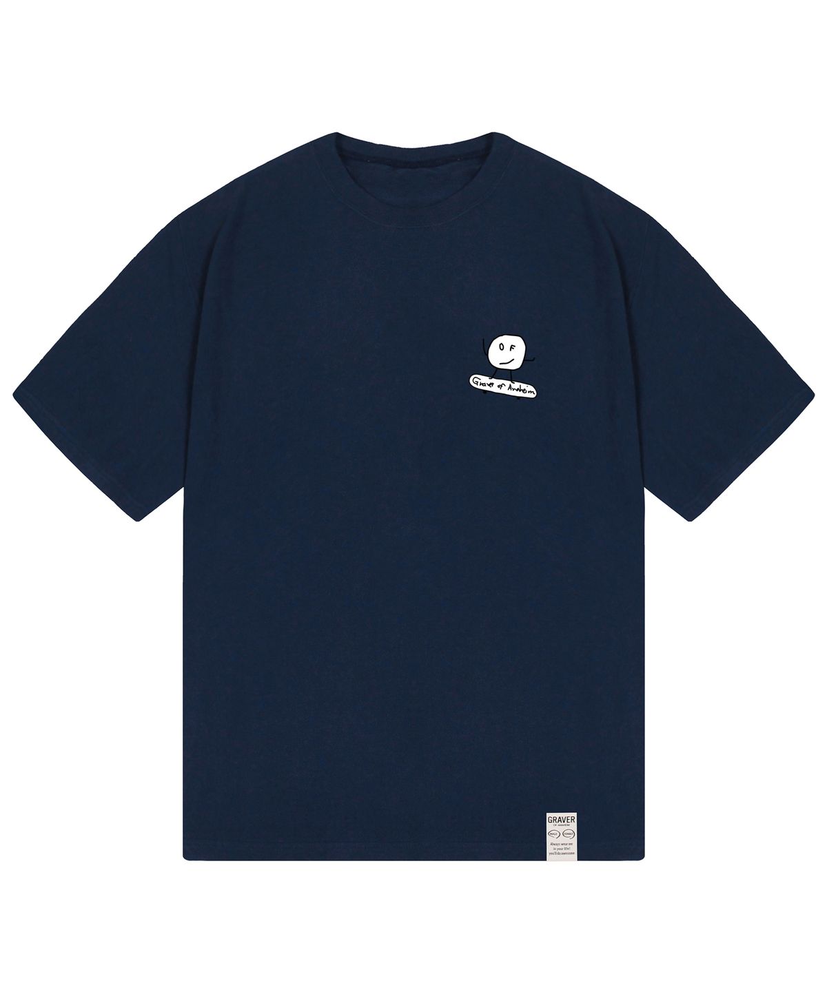 그레이버(GRAVER) [UNISEX]화이트 도트 보드 반팔티_네이비