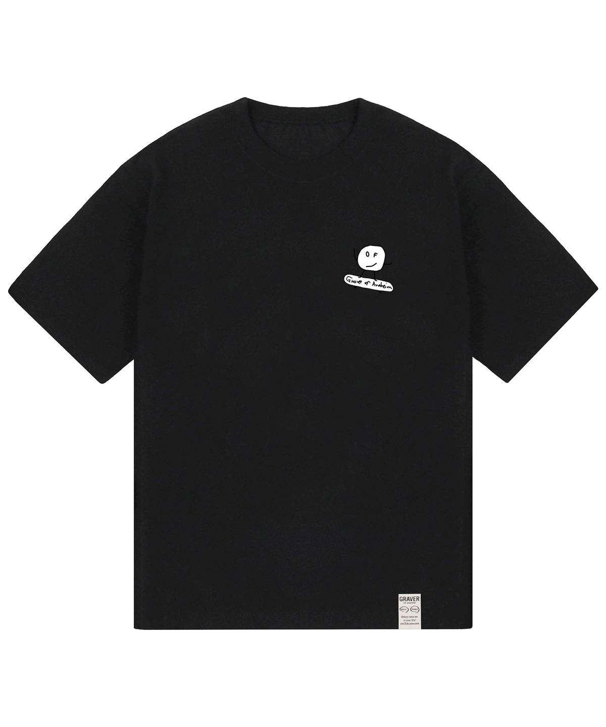그레이버(GRAVER) [UNISEX]화이트 도트 보드 반팔티_블랙