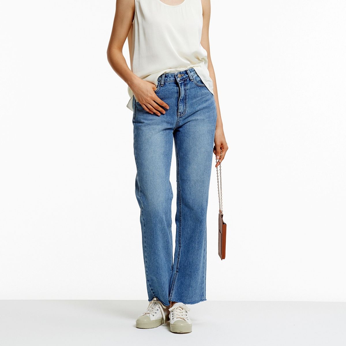 핀블랙(PINBLACK) INSIDE SLIT DENIM PANTS
