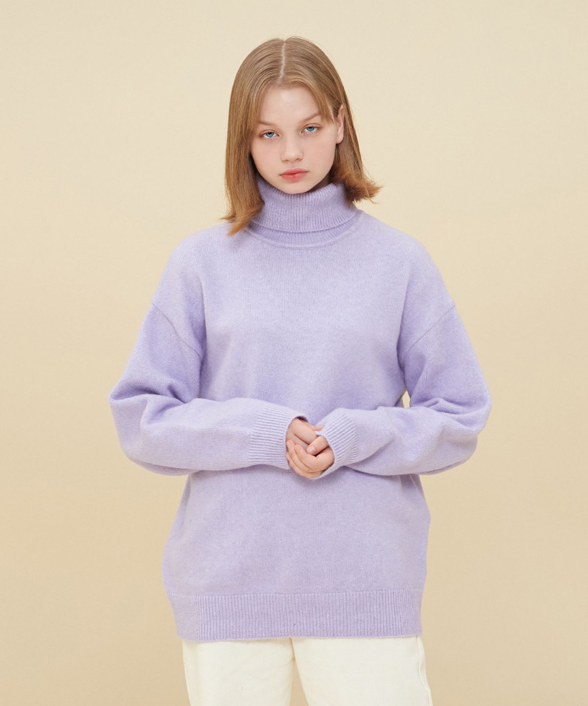 블론드나인(BLOND9) MELANGE TURTLE NECK SWEATER_PURPLE