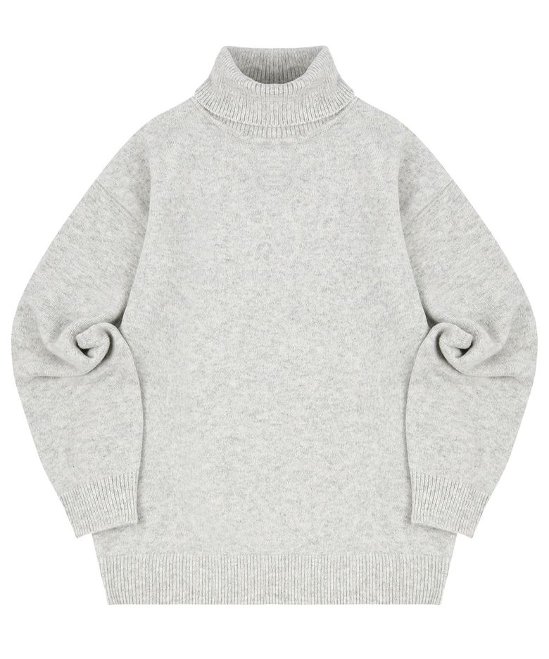 MELANGE TURTLE NECK SWEATER_LIGHT GRAY