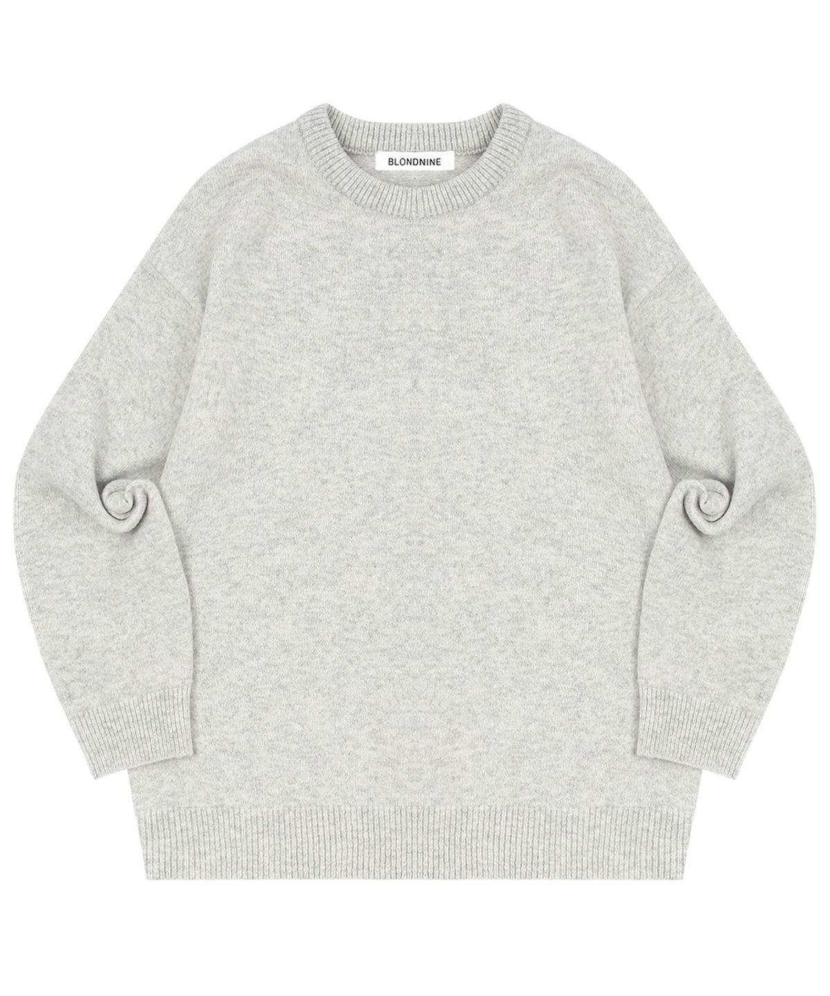 블론드나인(BLOND9) MELANGE ROUND NECK SWEATER_LIGHT GRAY