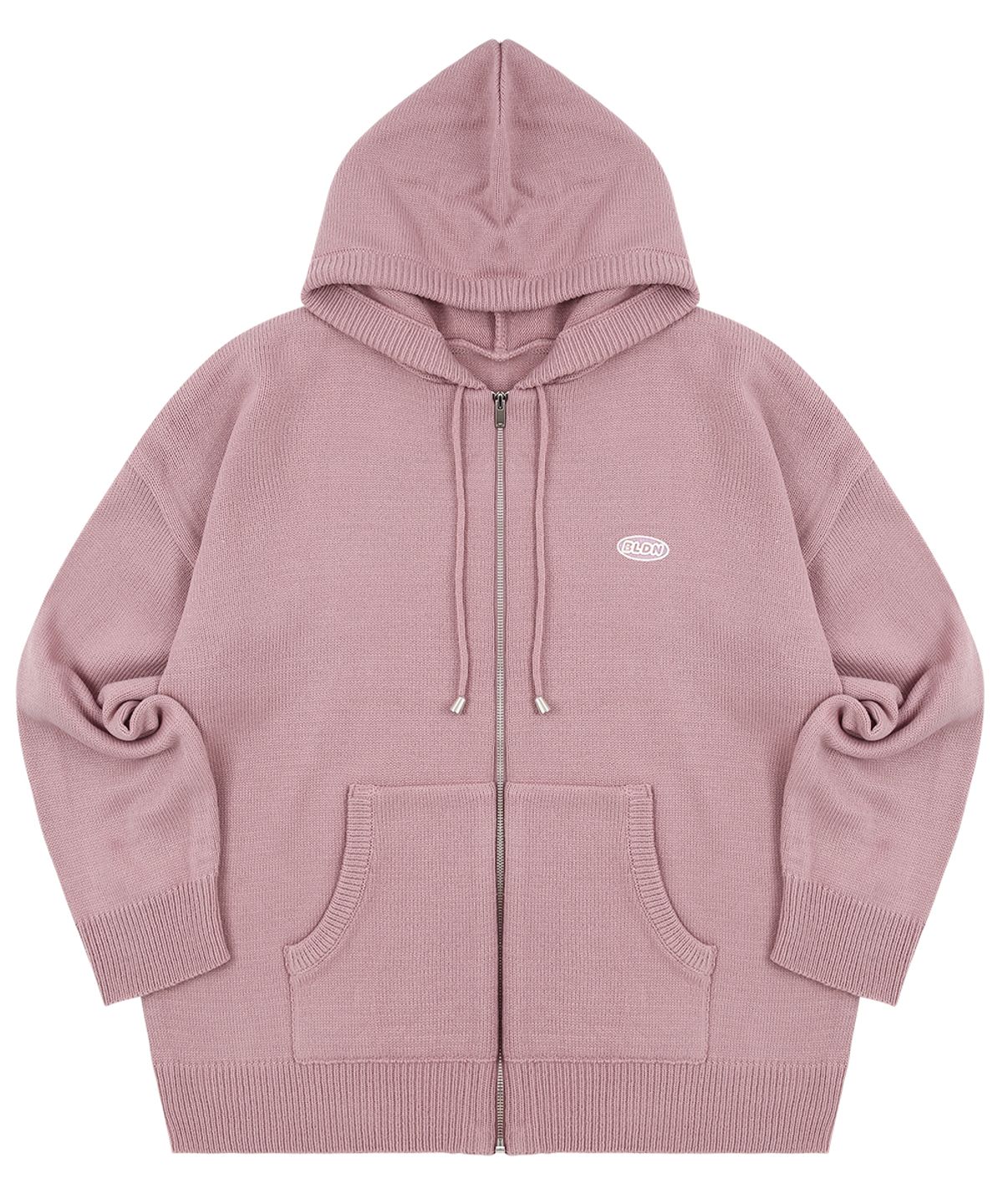 블론드나인(BLOND9) KNIT HOOD ZIP-UP_INDIE PINK