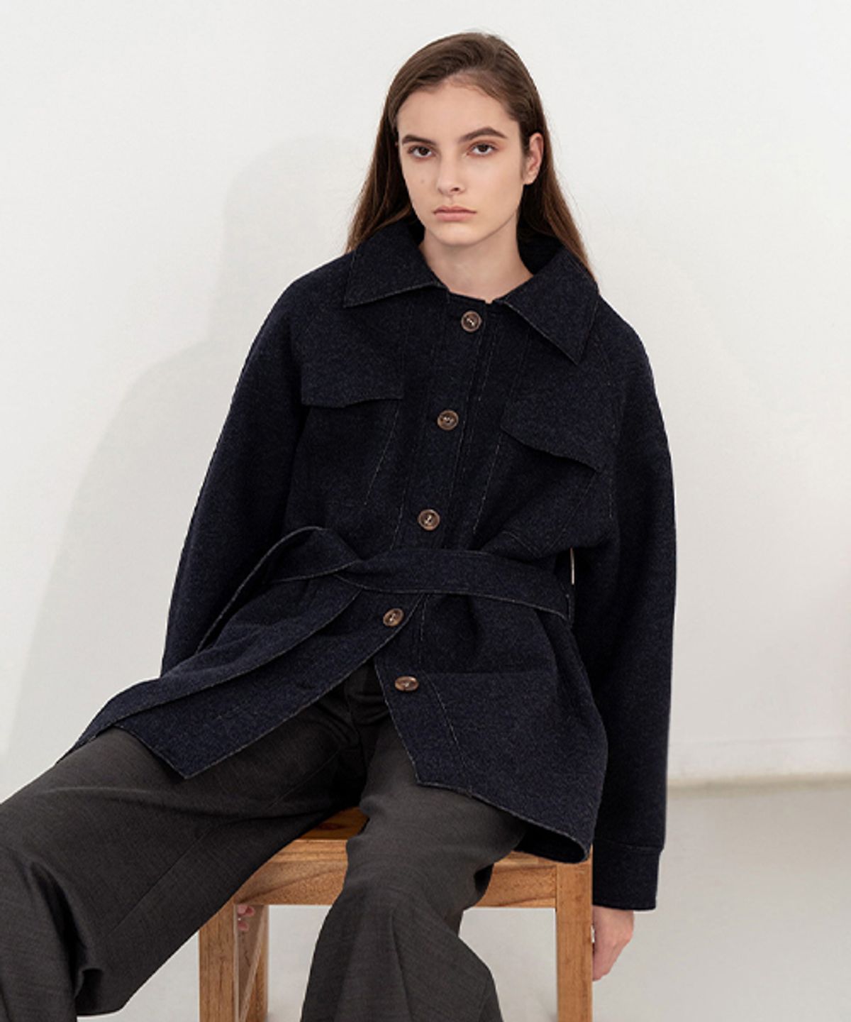 아바몰리(AVA MOLLI) ADW-JKK104-40 VICTORIA SHIRTS JACKET (Navy)