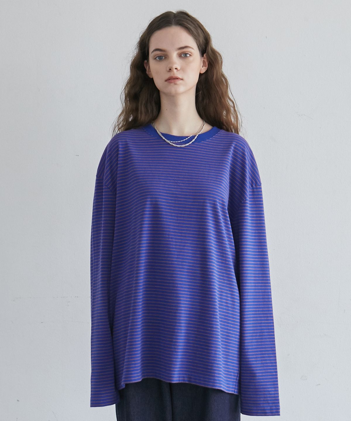 스트리트 스탠다드(STREET STANDARD) D47 EMBO L/SLV STRIPE TOP