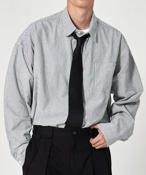 시티 스트라이프 오버 셔츠(시티블루)