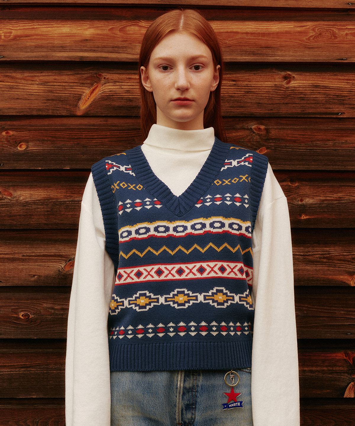 메인부스(MAINBOOTH) Ethnic Vest(NAVY)