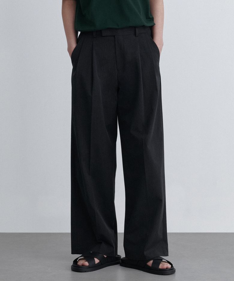 슈퍼 와이드 히든 밴딩 슬랙스[차콜 그레이]