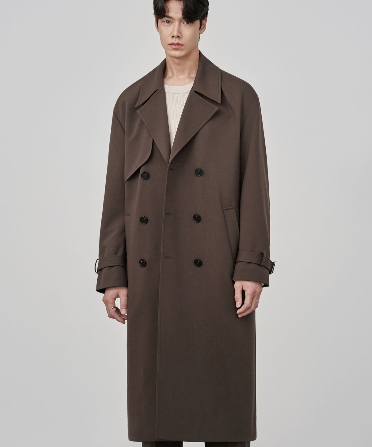 드로우핏(DRAW FIT) 오버사이즈 울 트렌치 코트 [DARK BROWN]