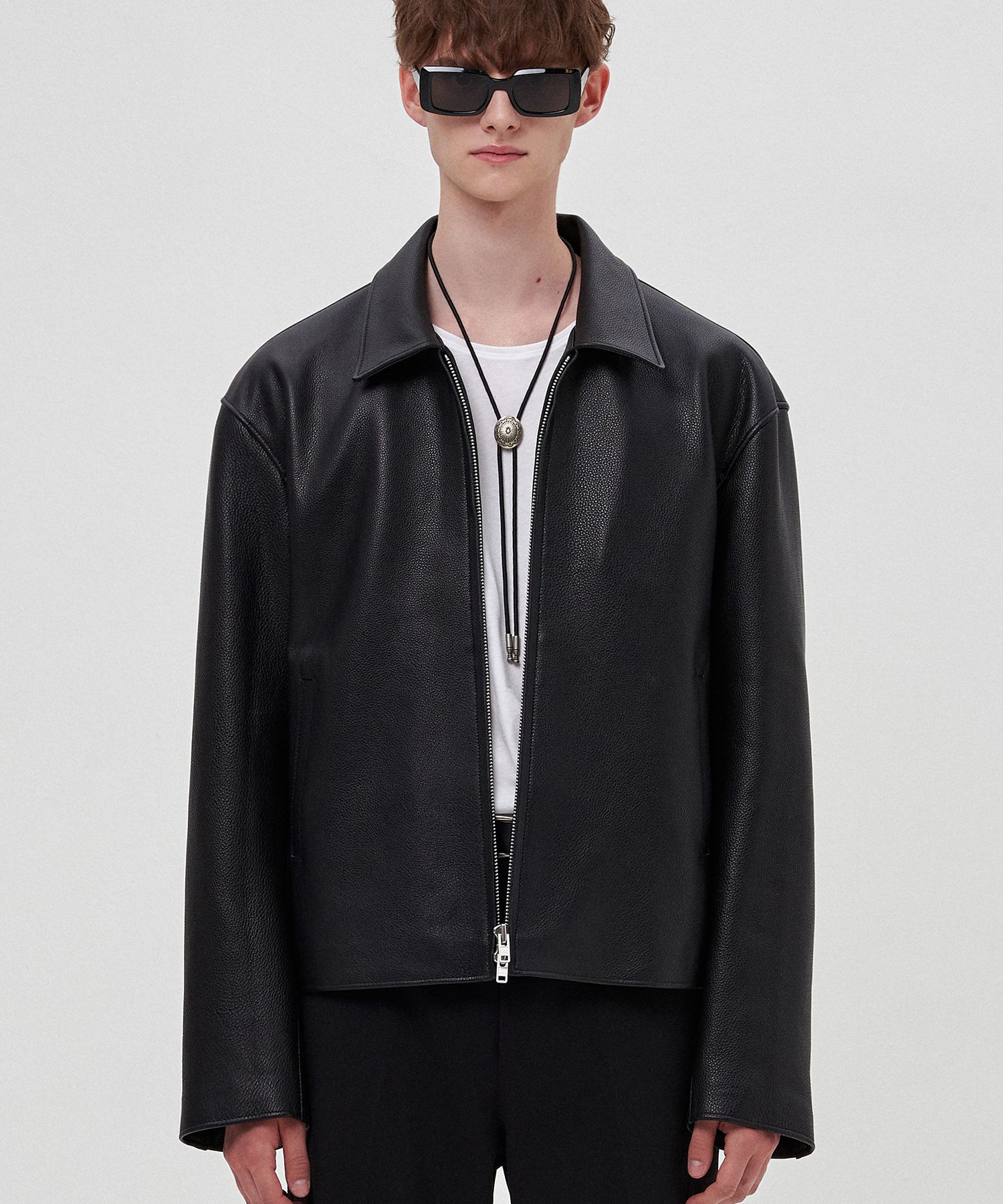 ジャケット・アウター SUPERSUB Leather Jumper musinsa MUSINSA | SUPERSUB Vintage Track Biker Leather Jumper - Black