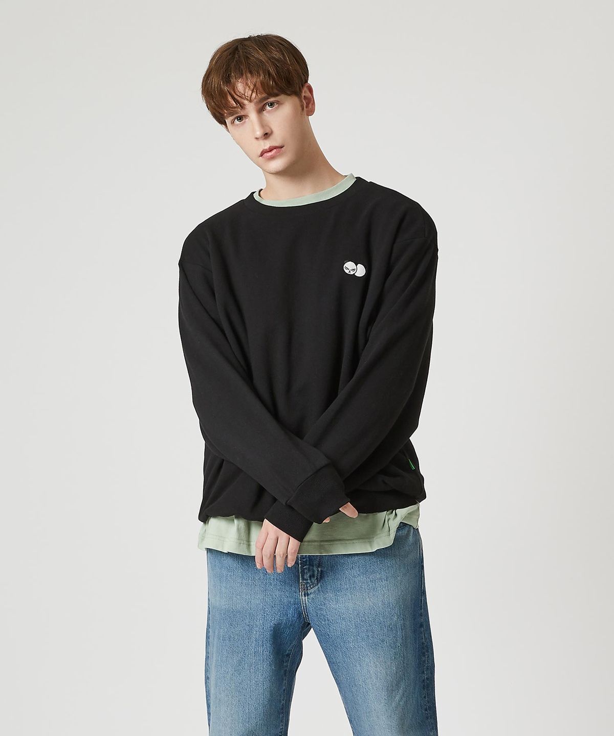 셀피쉬(SELFISH) 더블 팬더 맨투맨 (SCF3TS02) (BLACK)