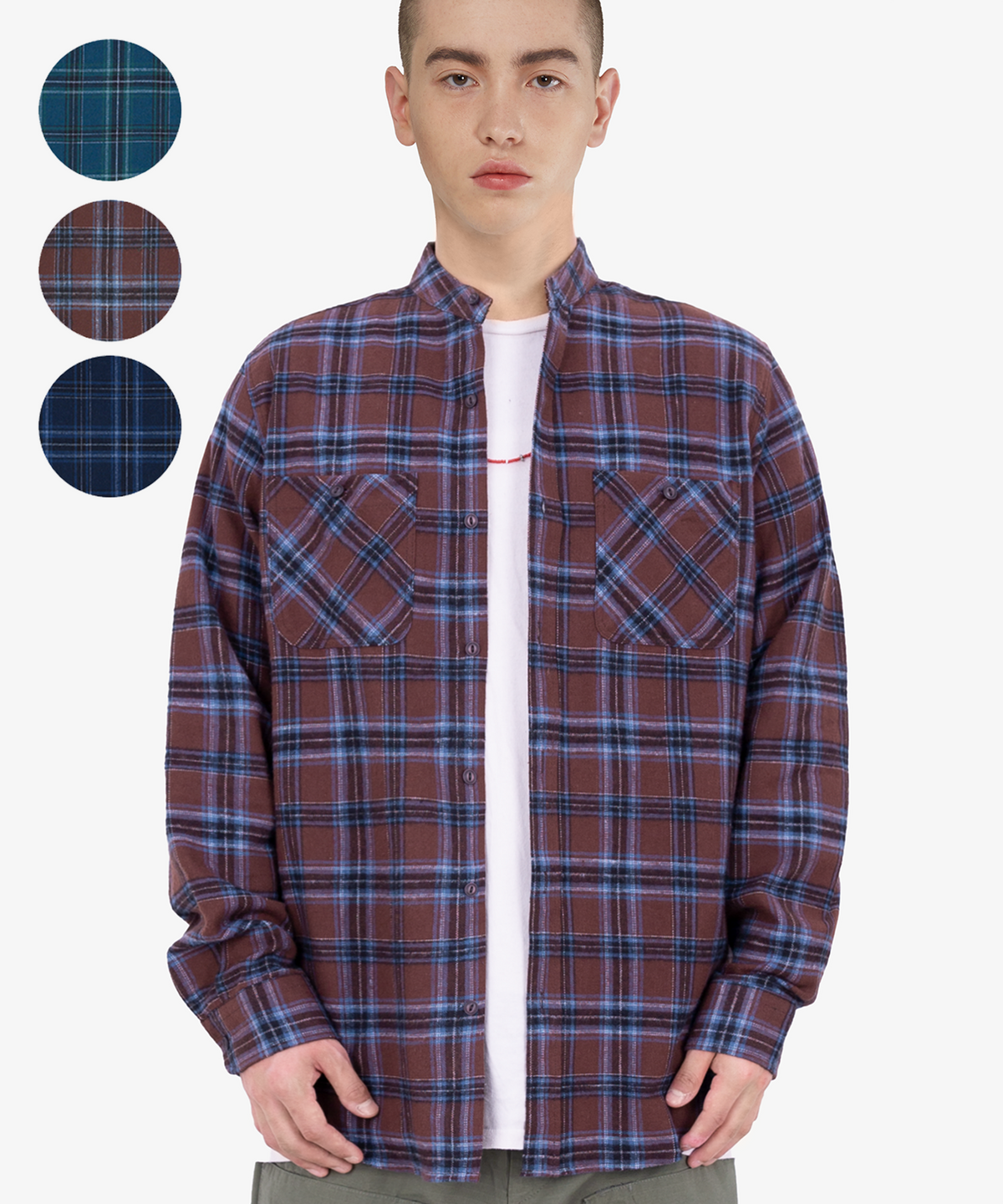 언더에어(UNDERAIR) [차이나카라] CAELUS CHECK SHIRTS (3 COLOR)