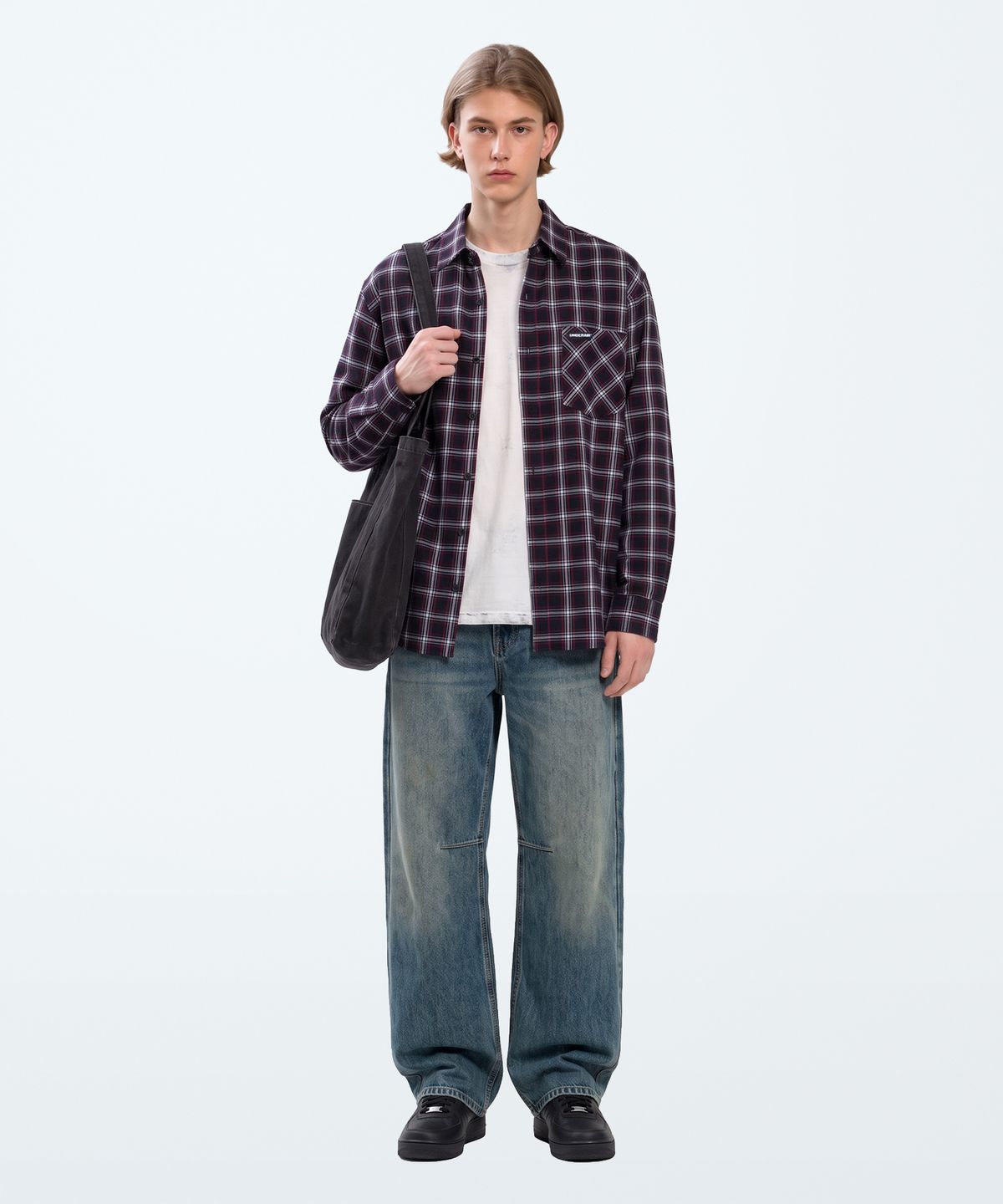 언더에어(UNDERAIR) LOUIS CHECK SHIRTS - BLACK