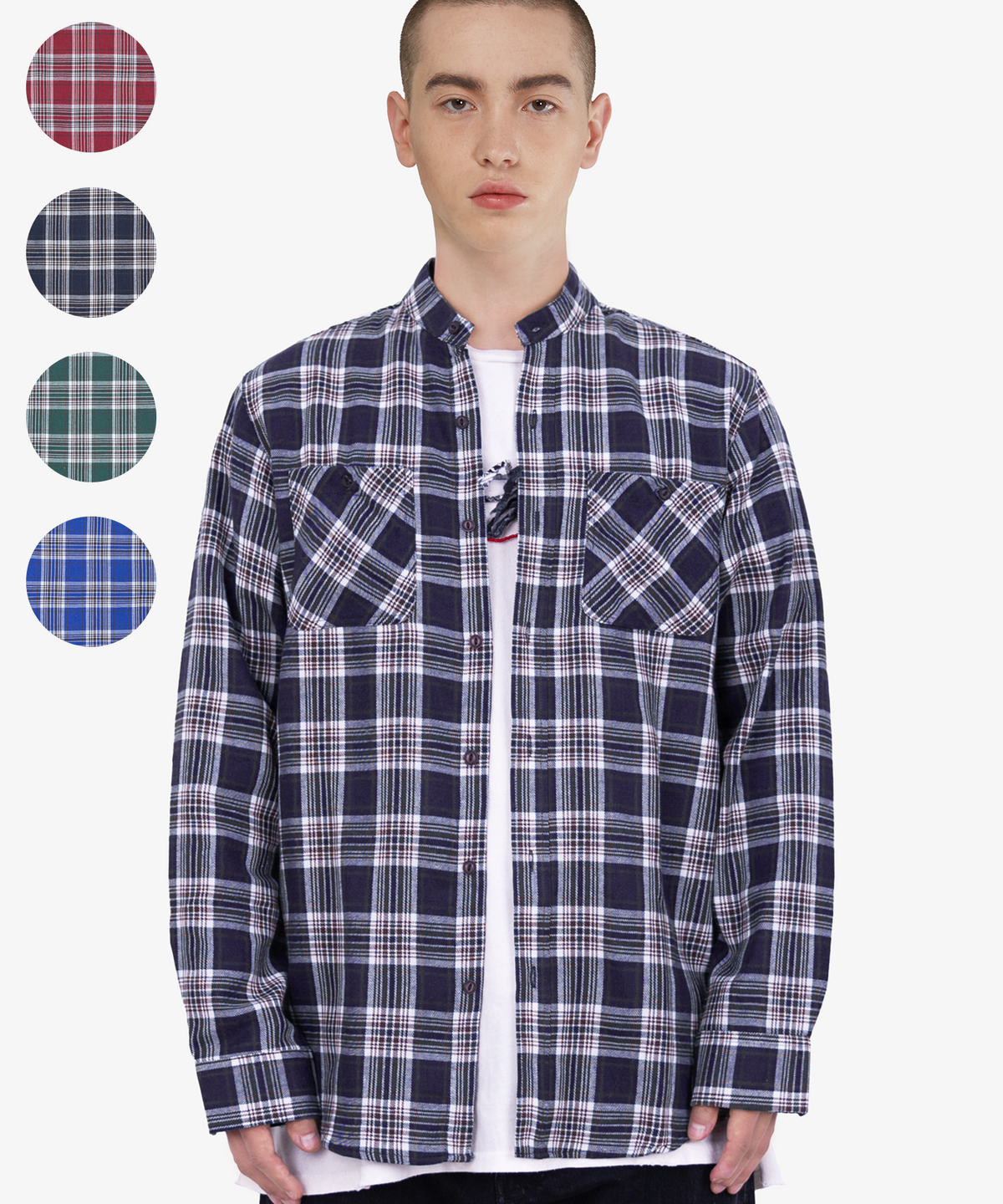 언더에어(UNDERAIR) [차이나카라] MELNELAUS CHECK SHIRTS (4 COLOR)