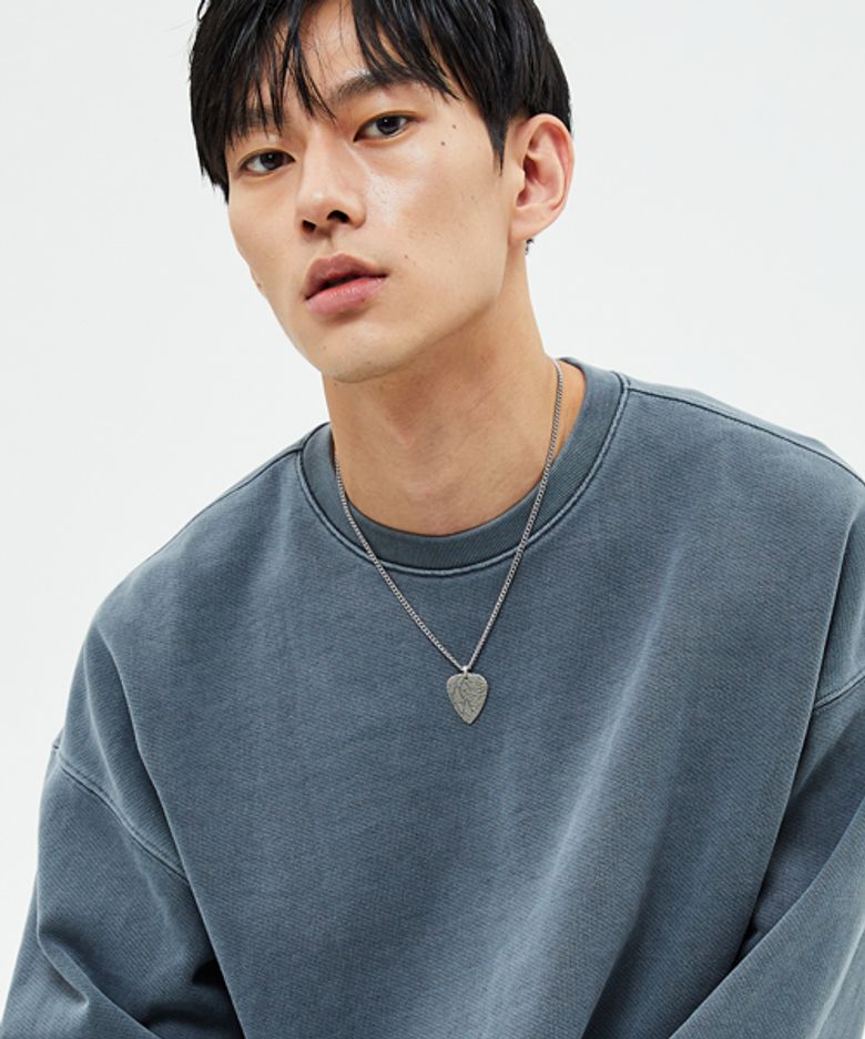 980G 피그먼트 맨투맨-스톤 네이비-